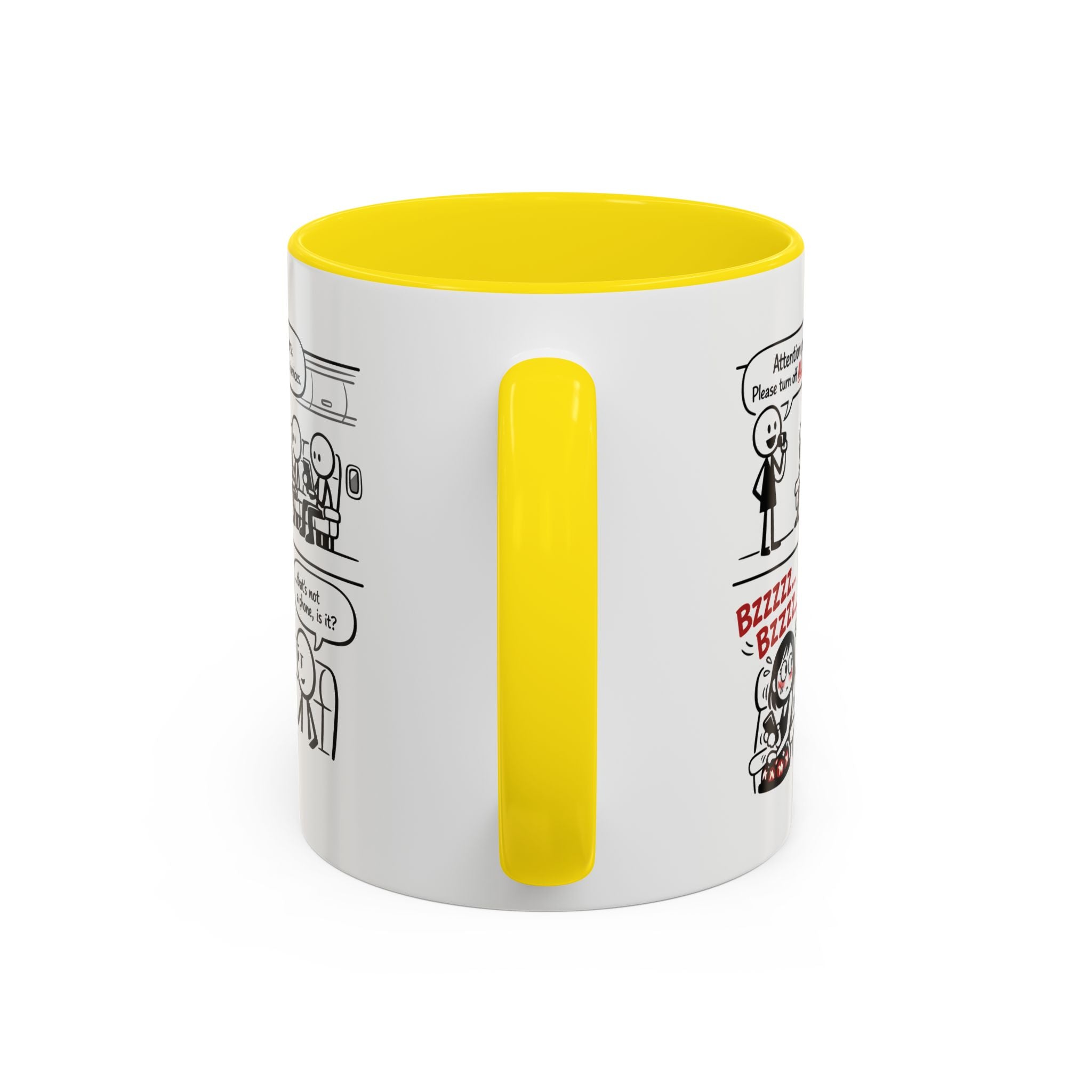 Coffee Mug — Funny Airplane Cellphone Comic Accent Mug (11/15 oz)