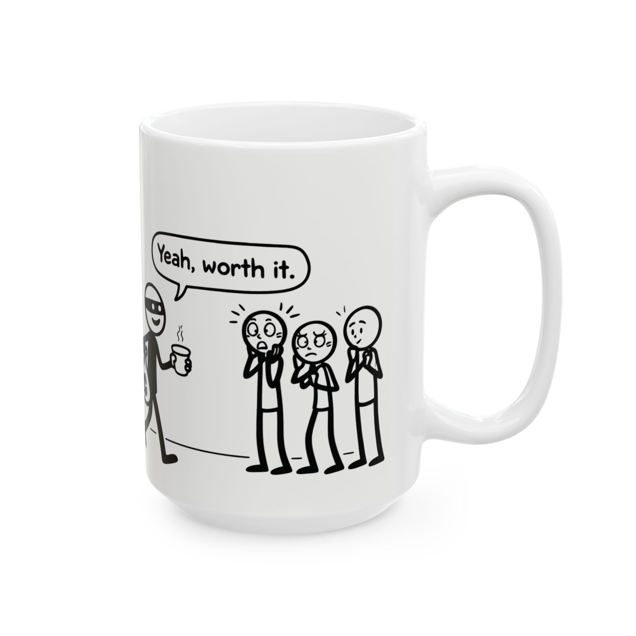 Funny Coffee Mug — "Coffee Heist" Comic Strip Ceramic Mug (11oz & 15oz)