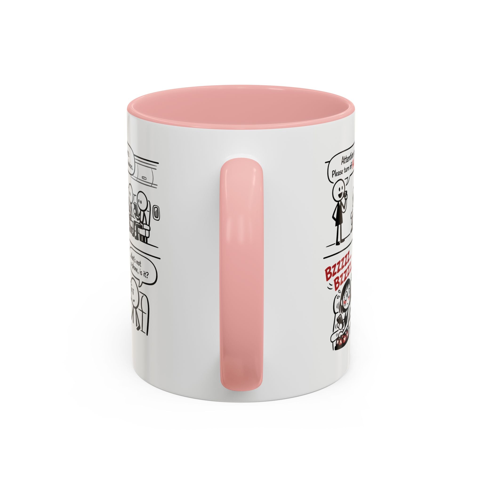 Coffee Mug — Funny Airplane Cellphone Comic Accent Mug (11/15 oz)