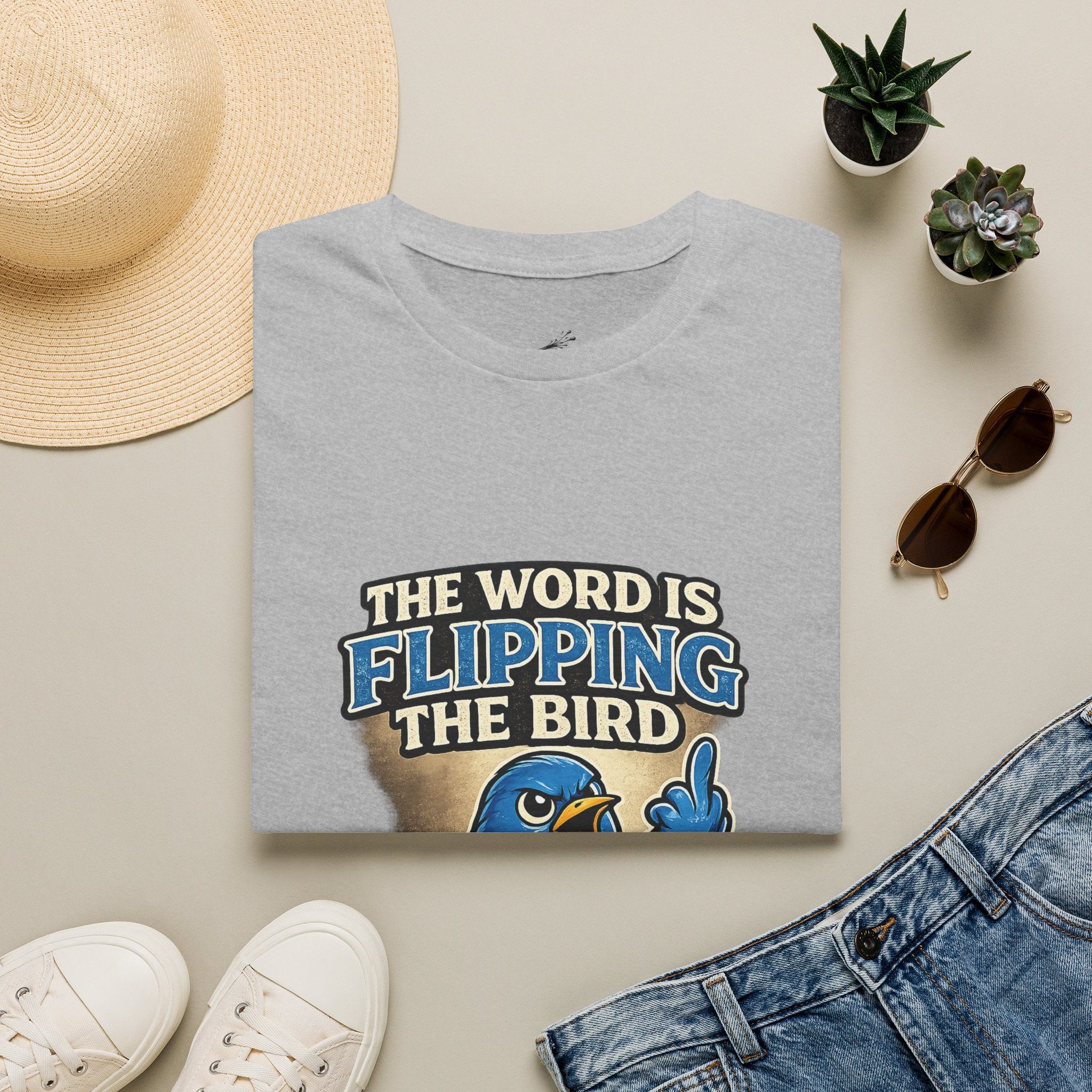 Flipping The Bird T-Shirt — Funny Retro Blue Bird Graphic Tee