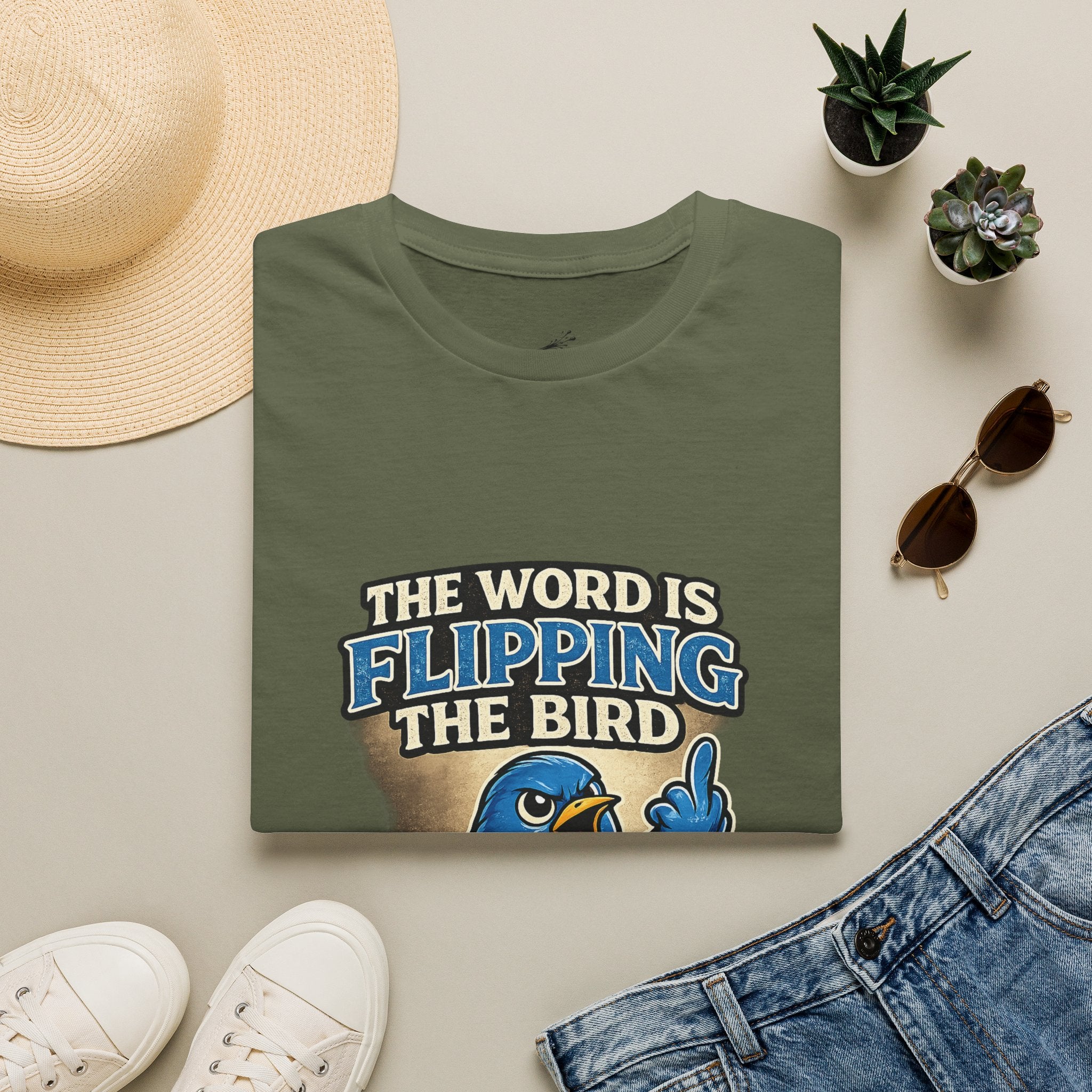 Flipping The Bird T-Shirt — Funny Retro Blue Bird Graphic Tee
