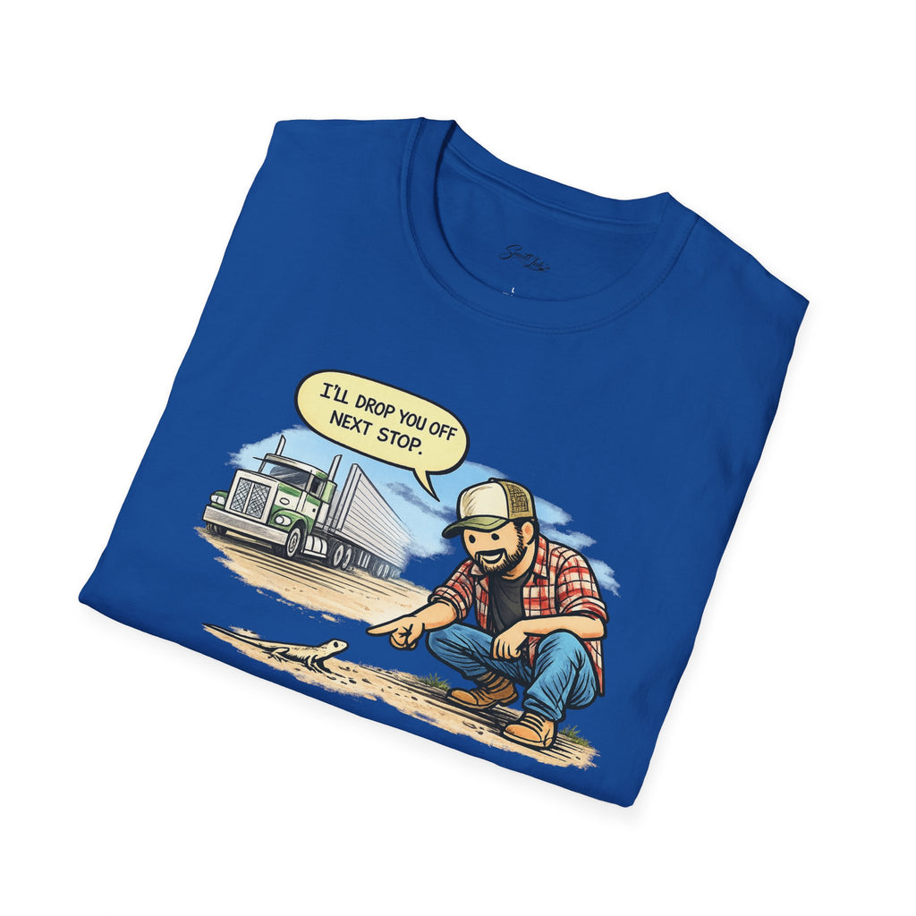 Trucker Rescue T‑Shirt – 'I’ll Drop You Off Next Stop' Vintage Semi Driver Tee
