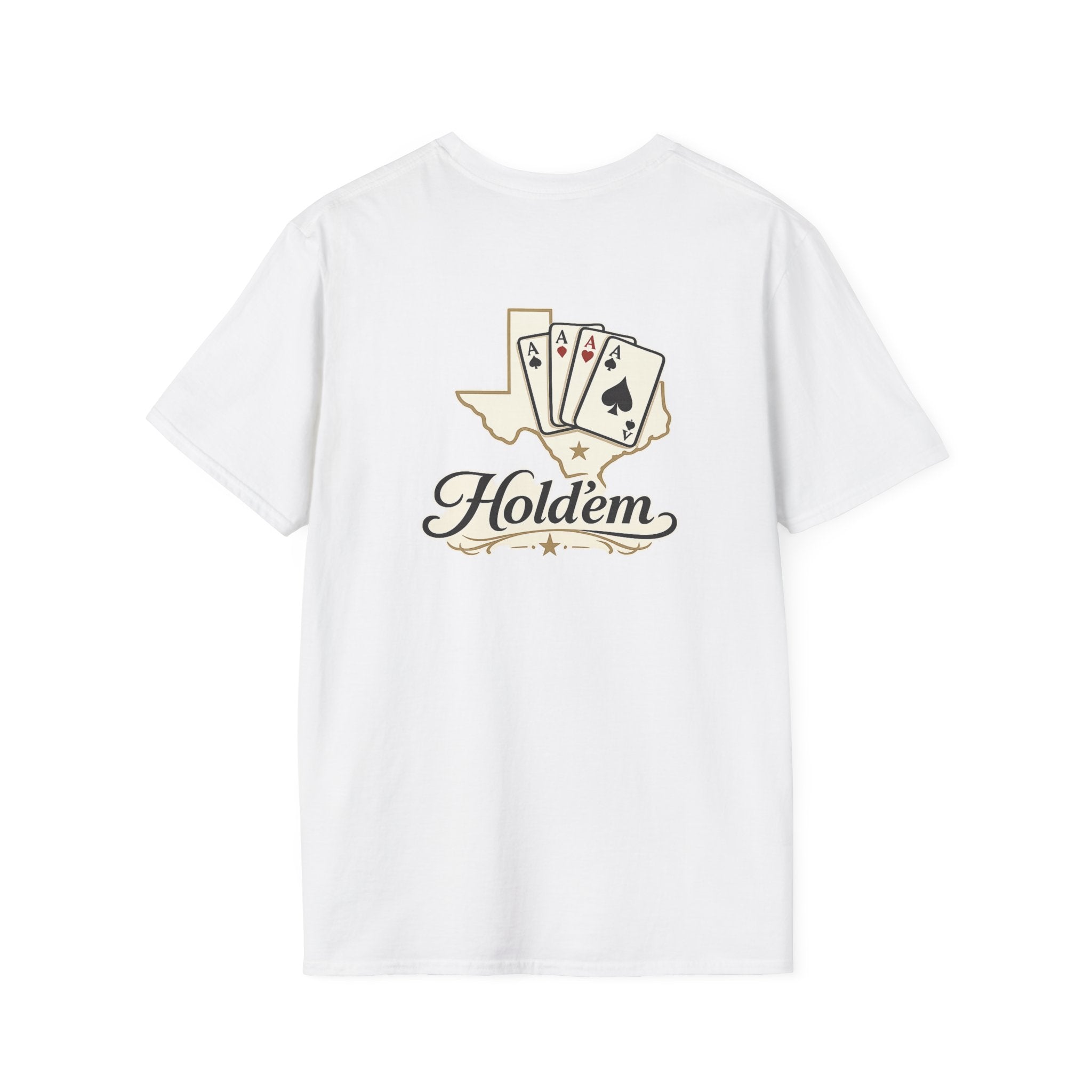 Texas Hold'em Poker T-Shirt — Retro State Map & Playing Cards Graphic