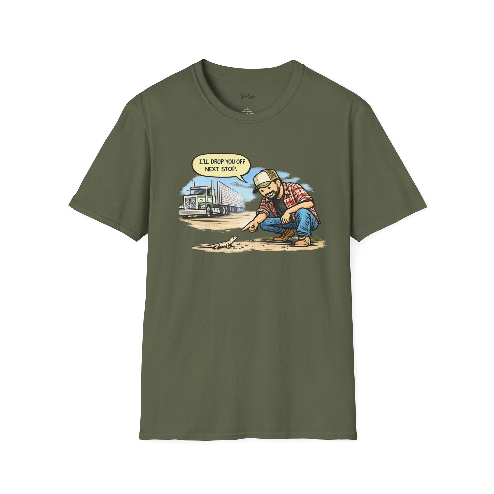 Trucker Rescue T‑Shirt – 'I’ll Drop You Off Next Stop' Vintage Semi Driver Tee