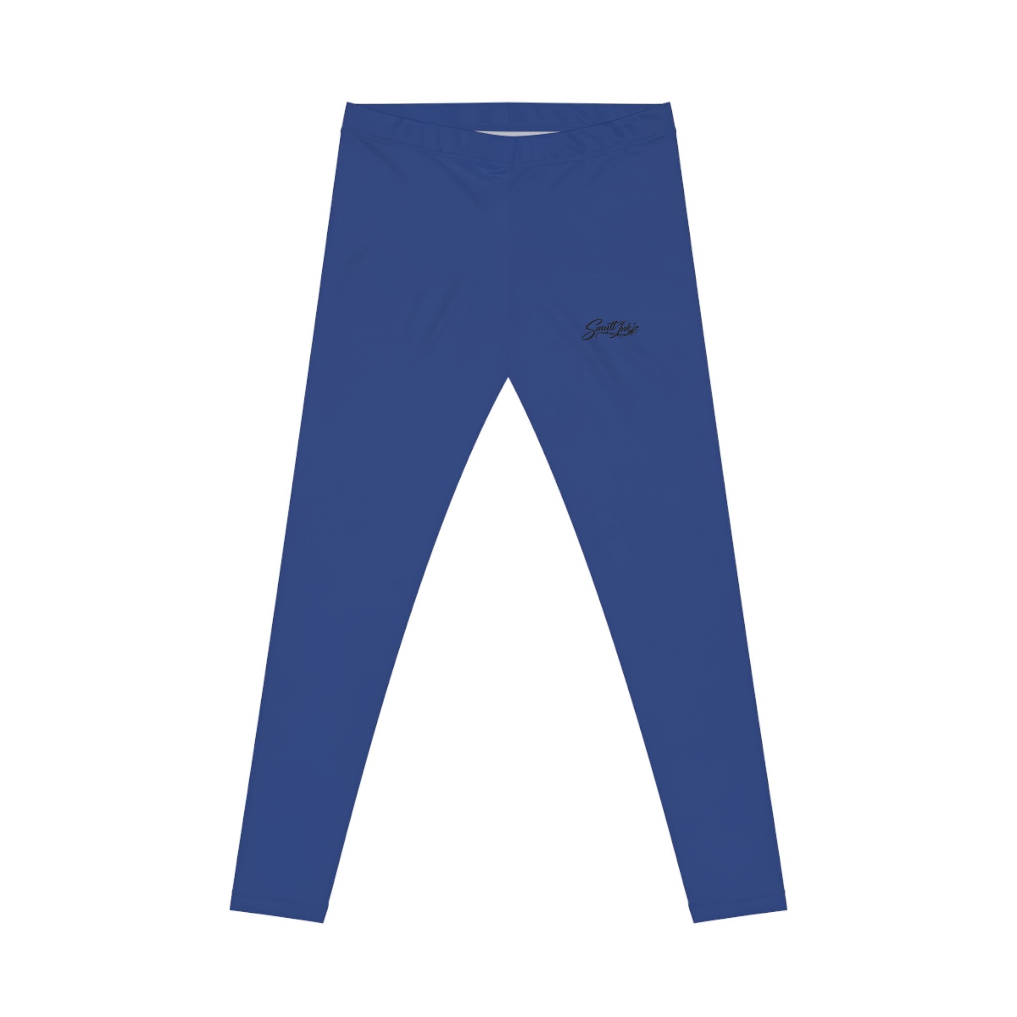 Blue Women's Casual Leggings — Minimal Script Accent