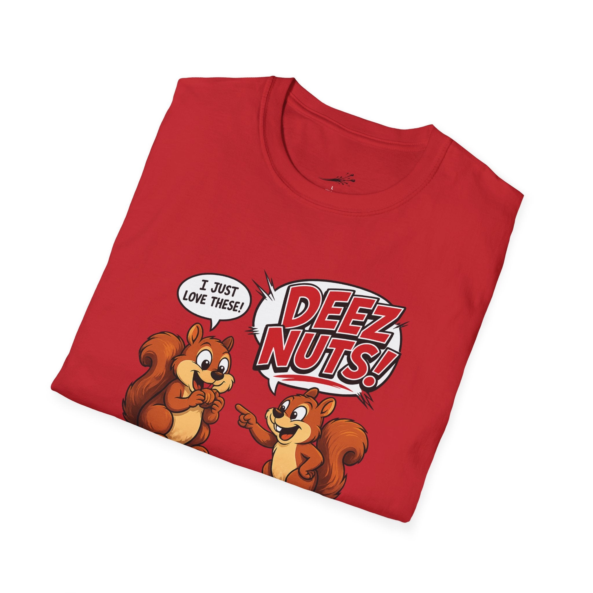 Funny Squirrel T‑Shirt — Cartoon 'Deez Nuts!' Graphic Tee
