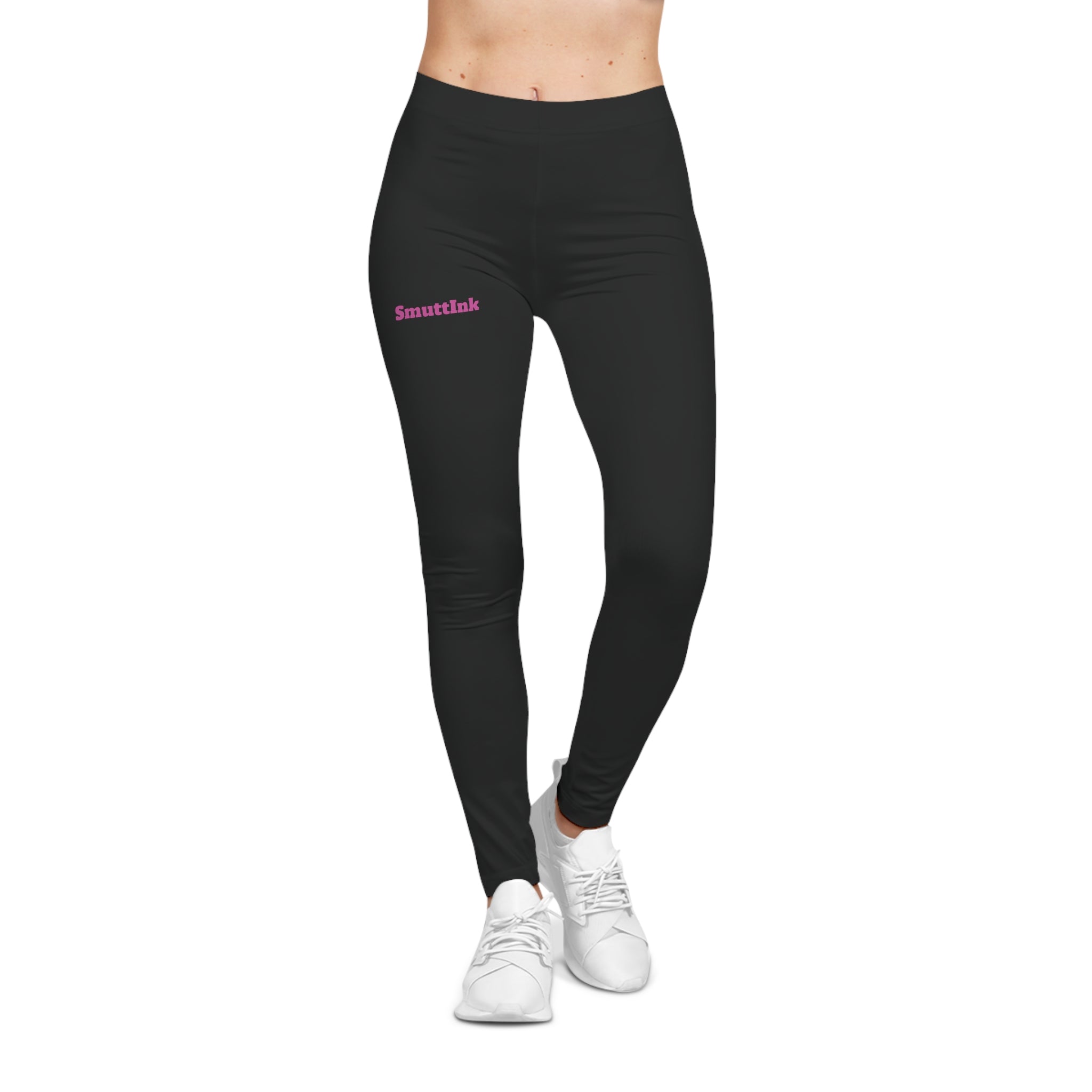Black Women's Casual Leggings — Minimal Script Accent