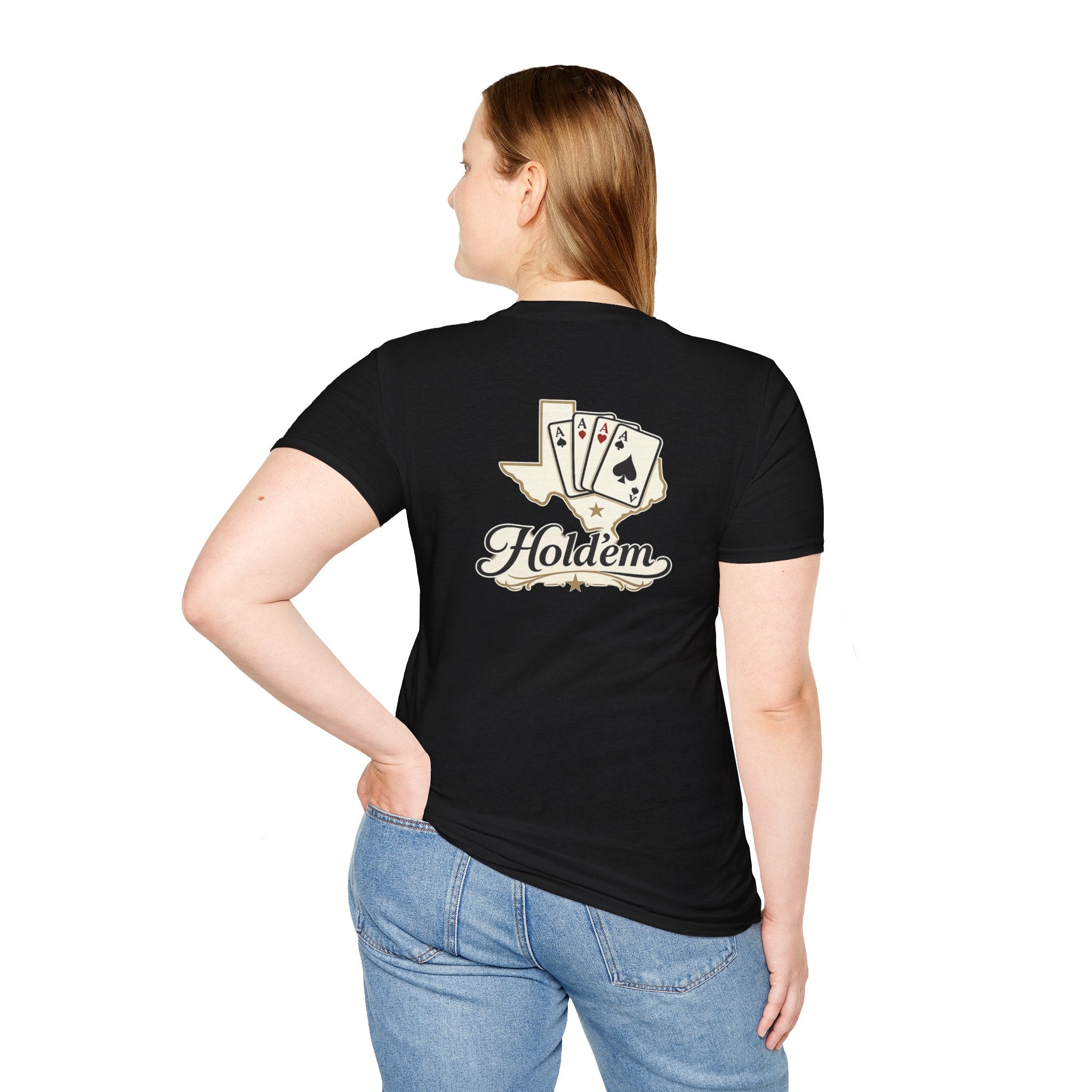 Texas Hold'em Poker T-Shirt — Retro State Map & Playing Cards Graphic