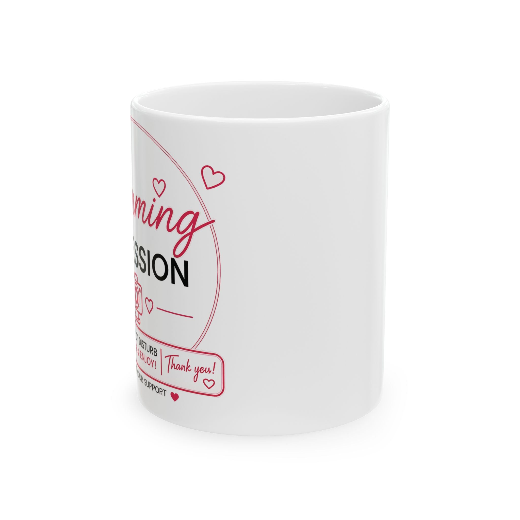 Ceramic Mug - Camming Cute Pink Heart Coffee Cup (11oz/15oz)