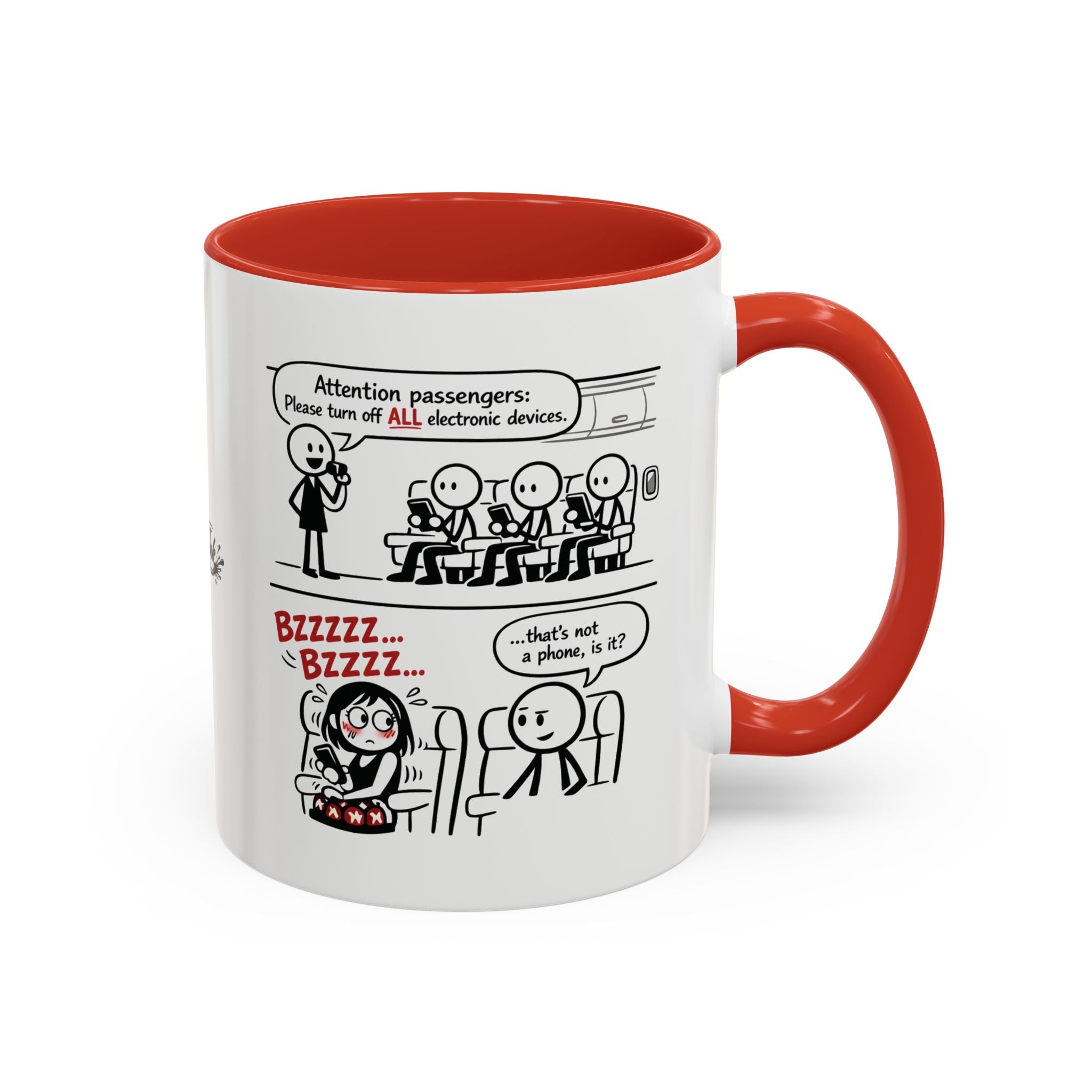 Coffee Mug — Funny Airplane Cellphone Comic Accent Mug (11/15 oz)